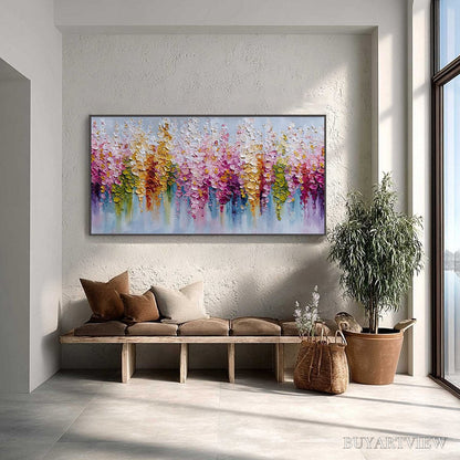 BUYARTVIEW Floral Cascade – Colorful Abstract Floral Impasto Palette Knife Painting - image 2