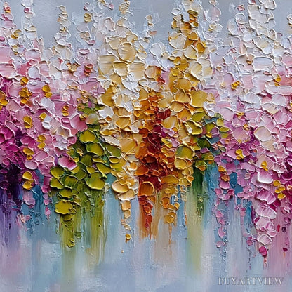 BUYARTVIEW Floral Cascade – Colorful Abstract Floral Impasto Palette Knife Painting - image 3