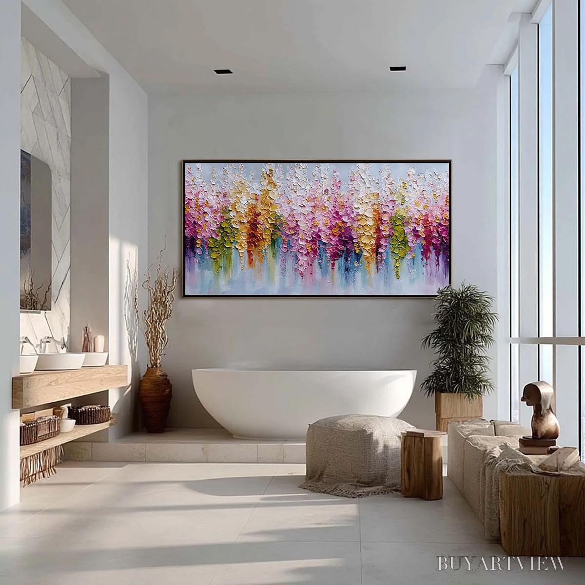 BUYARTVIEW Floral Cascade – Colorful Abstract Floral Impasto Palette Knife Painting - image 4