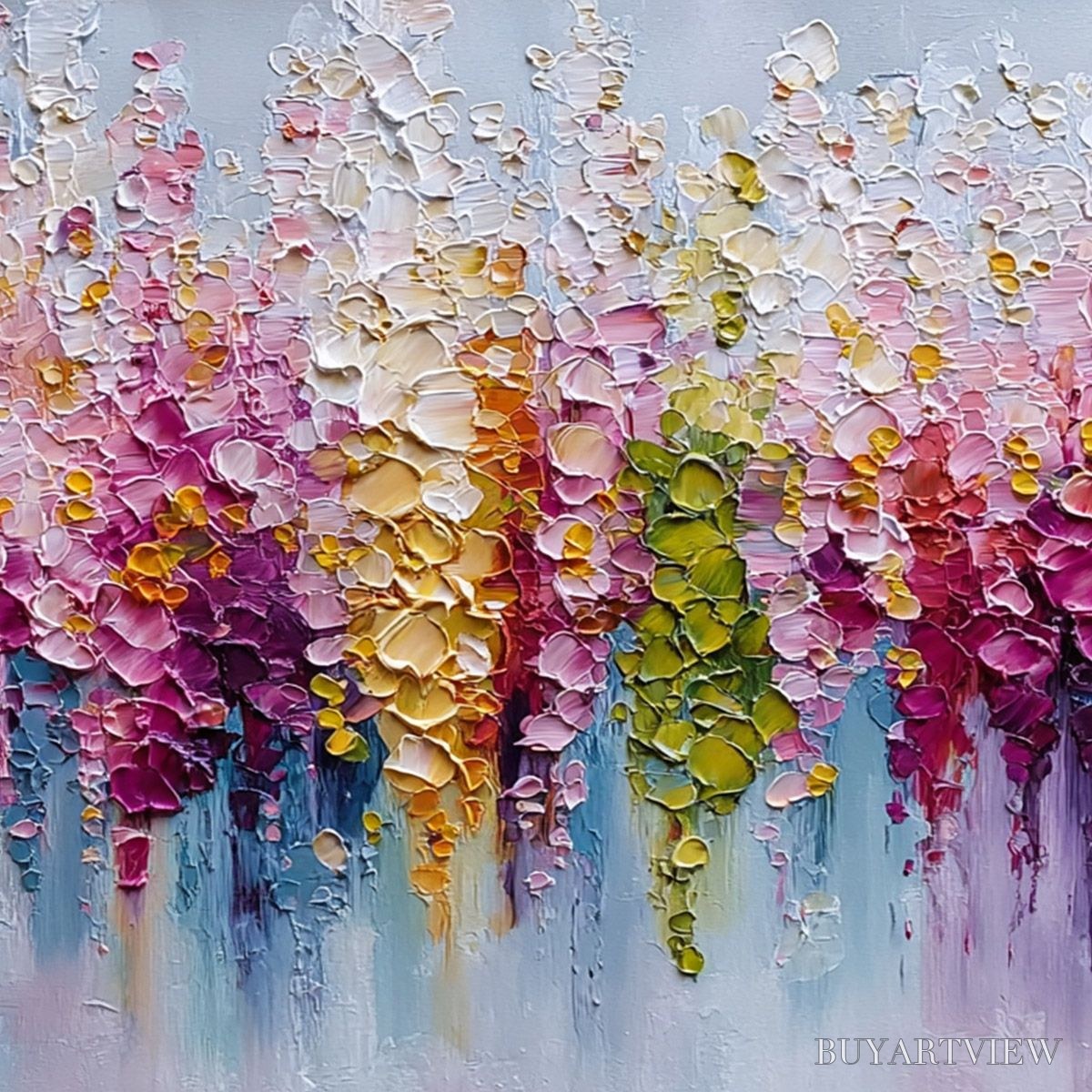 BUYARTVIEW Floral Cascade – Colorful Abstract Floral Impasto Palette Knife Painting - image 5