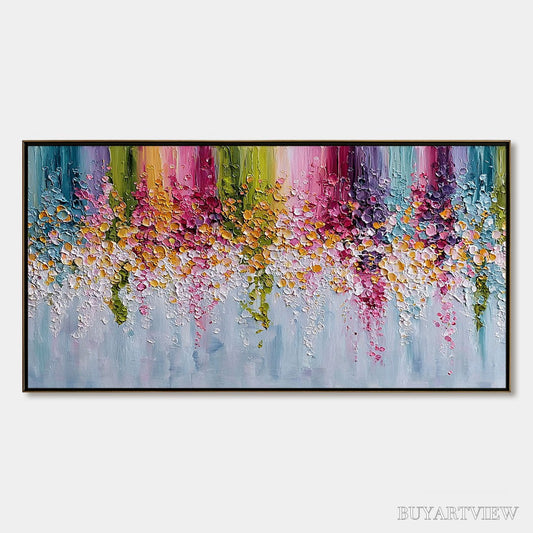 BUYARTVIEW Petal Rain – Heavy Texture Impasto Floral Abstract Painting - image 1