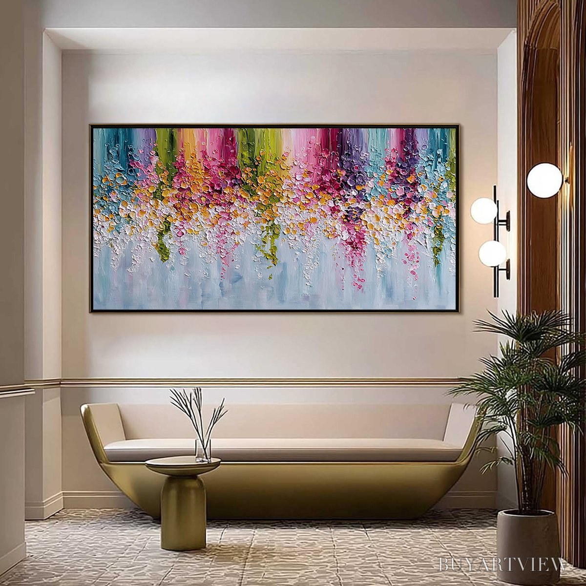 BUYARTVIEW Petal Rain – Heavy Texture Impasto Floral Abstract Painting - image 2