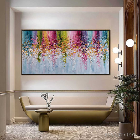 BUYARTVIEW Petal Rain – Heavy Texture Impasto Floral Abstract Painting - image 2