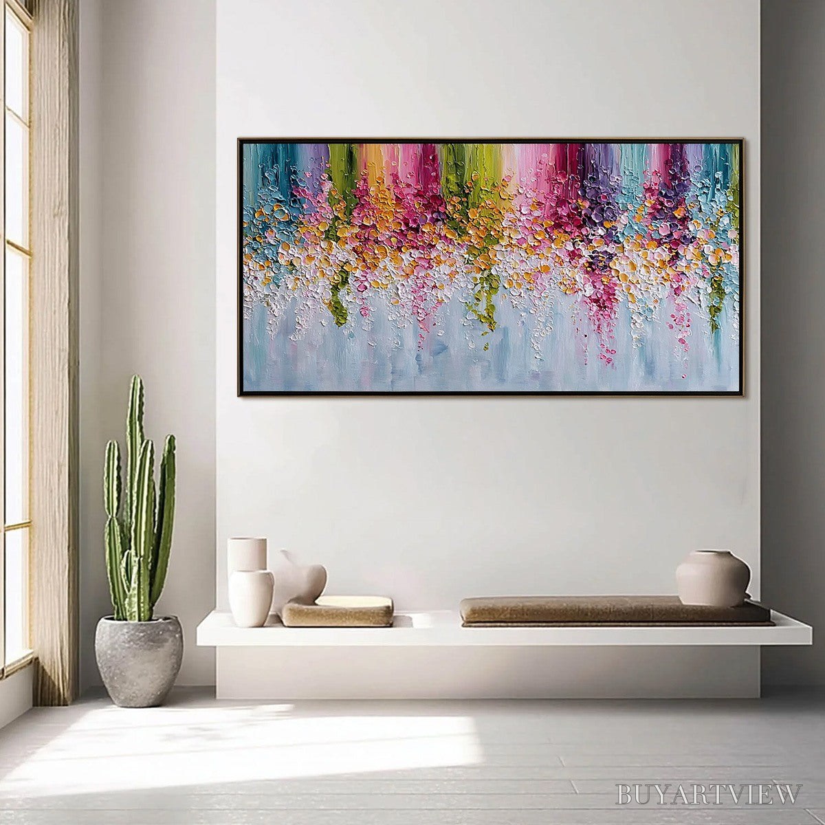 BUYARTVIEW Petal Rain – Heavy Texture Impasto Floral Abstract Painting - image 4