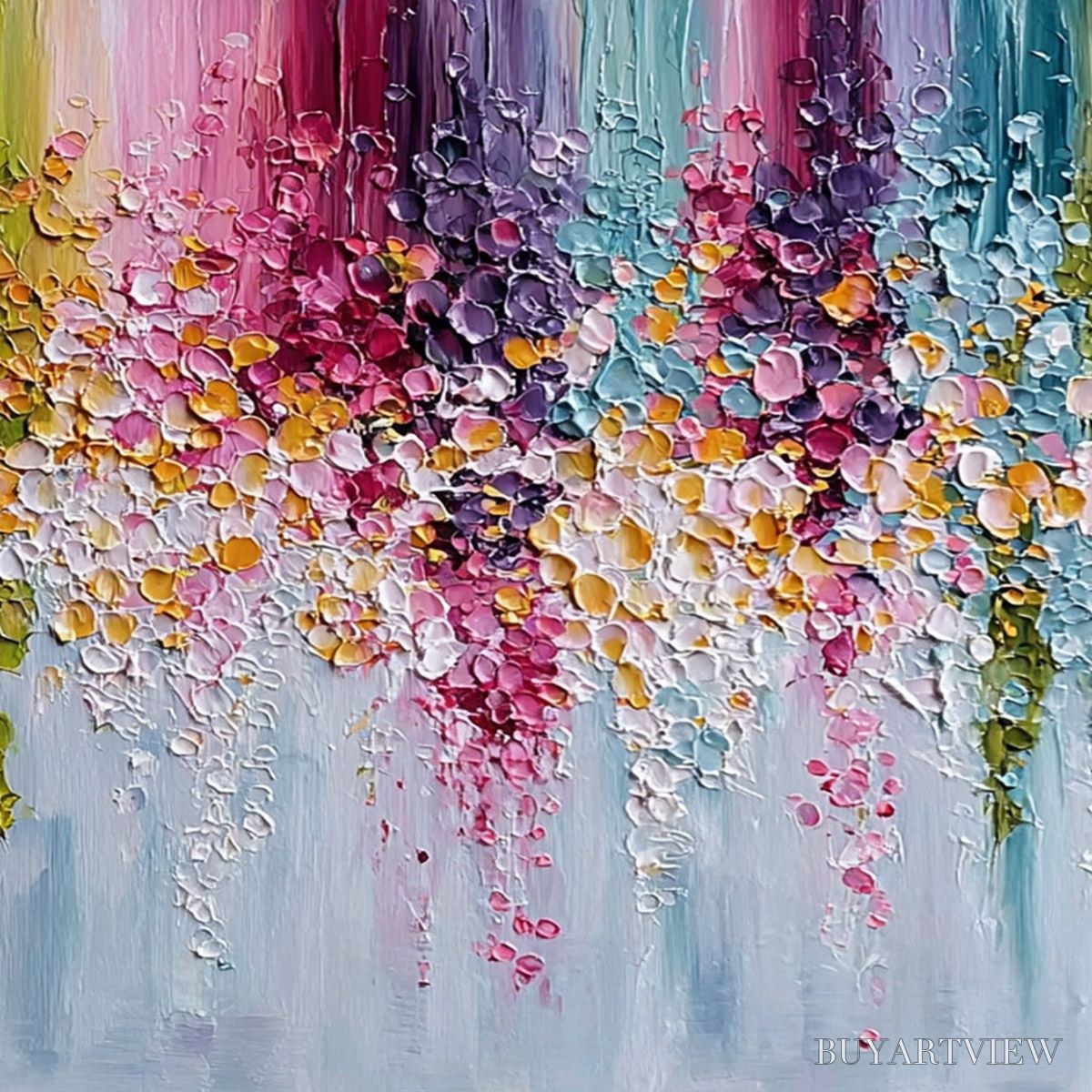 BUYARTVIEW Petal Rain – Heavy Texture Impasto Floral Abstract Painting - image 5