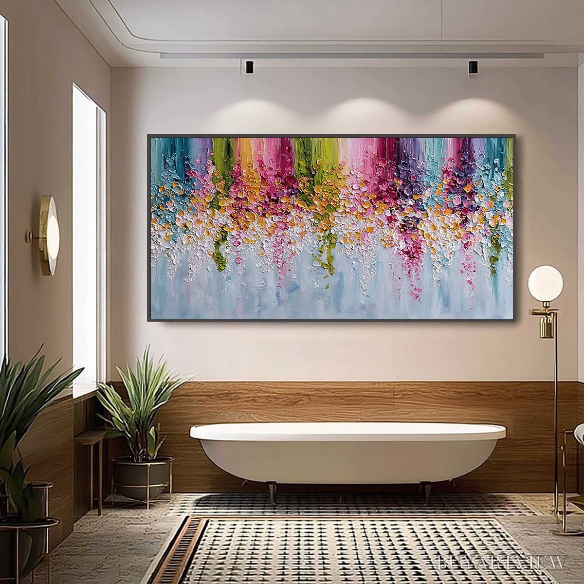 BUYARTVIEW Petal Rain – Heavy Texture Impasto Floral Abstract Painting - image 6