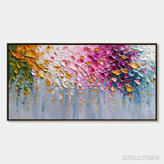 BUYARTVIEW Petal-Rain-Heavy-Texture-Impasto-Floral-Abstract - image 1