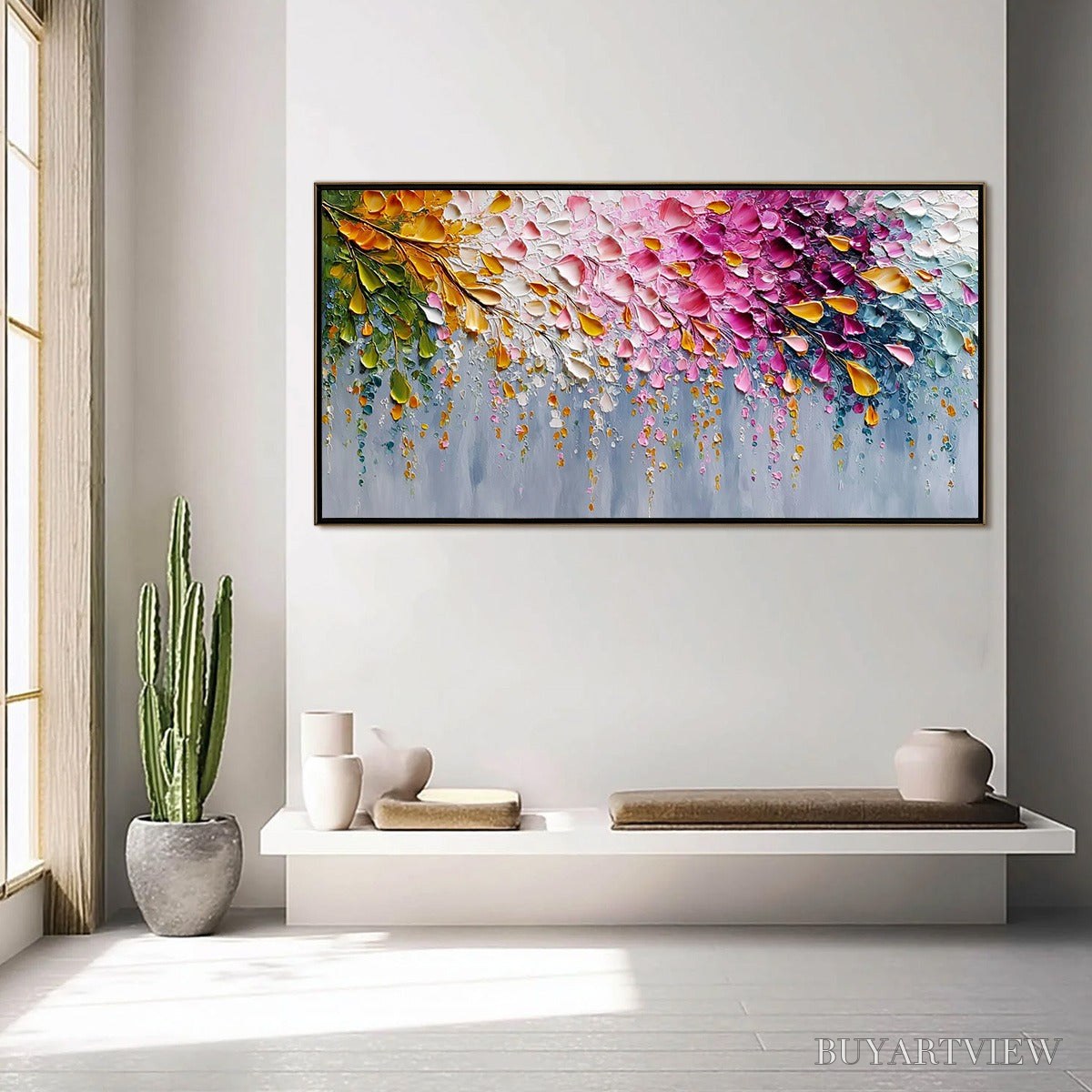 BUYARTVIEW Petal-Rain-Heavy-Texture-Impasto-Floral-Abstract - image 4
