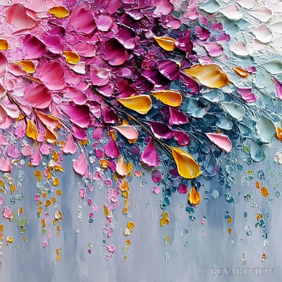 BUYARTVIEW Petal-Rain-Heavy-Texture-Impasto-Floral-Abstract - image 5