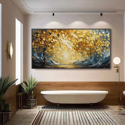 BUYARTVIEW Golden Embrace – Textured Golden Leaf Tree Impasto Landscape Painting - image 6