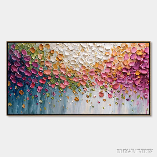 BUYARTVIEW Petal Cascade – Colorful Textured Floral Impasto - image 1