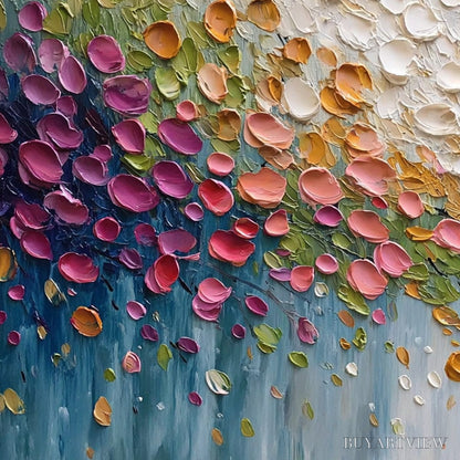 BUYARTVIEW Petal Cascade – Colorful Textured Floral Impasto - image 3