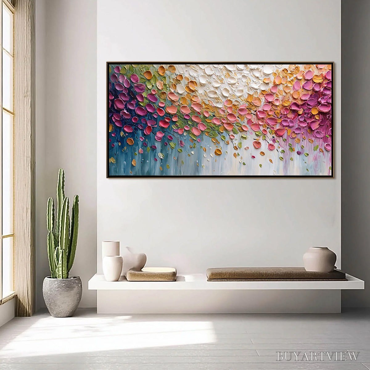 BUYARTVIEW Petal Cascade – Colorful Textured Floral Impasto - image 4