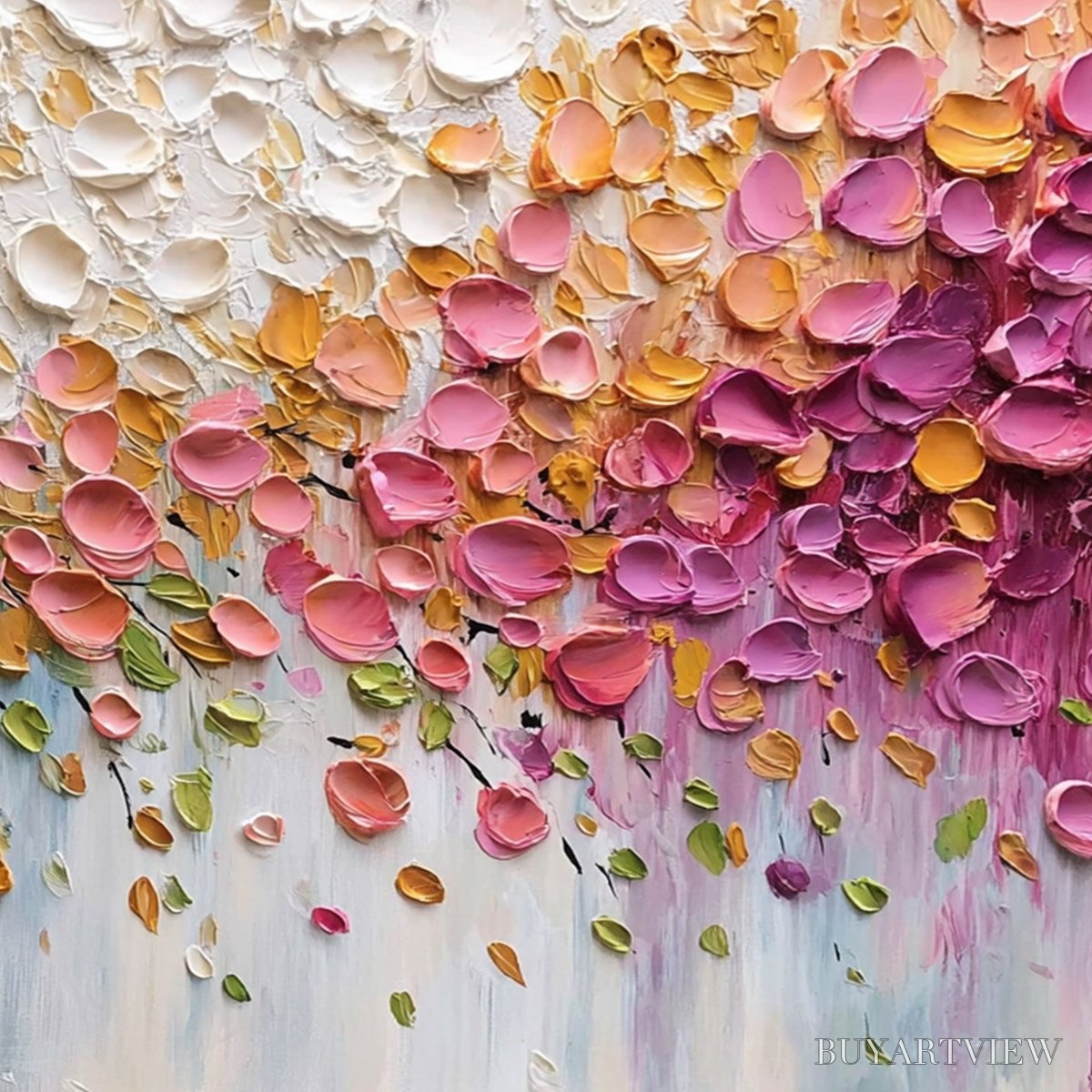 BUYARTVIEW Petal Cascade – Colorful Textured Floral Impasto - image 5