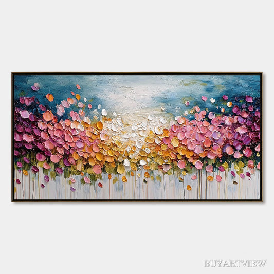 BUYARTVIEW Floral Confetti – Vibrant Textured Palette Knife Floral Landscape Painting - image 1