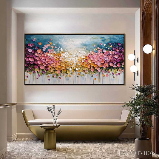 BUYARTVIEW Floral Confetti – Vibrant Textured Palette Knife Floral Landscape Painting - image 2