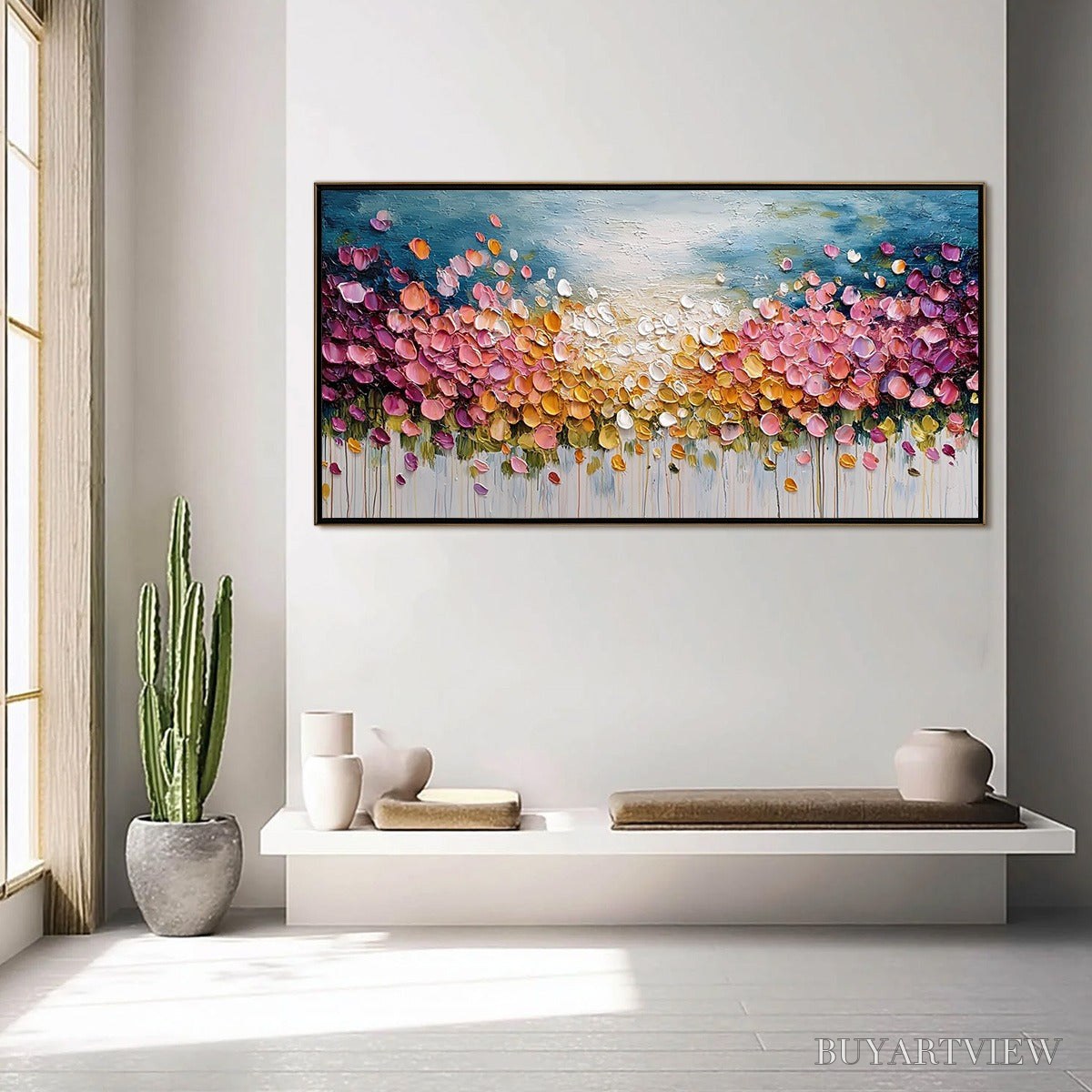 BUYARTVIEW Floral Confetti – Vibrant Textured Palette Knife Floral Landscape Painting - image 4