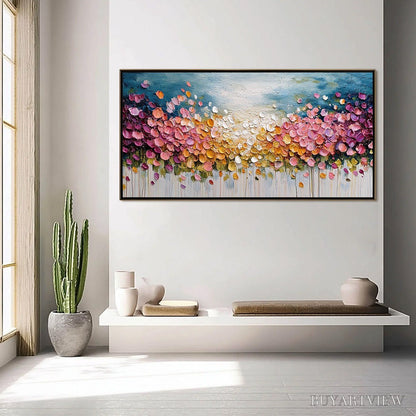 BUYARTVIEW Floral Confetti – Vibrant Textured Palette Knife Floral Landscape Painting - image 4