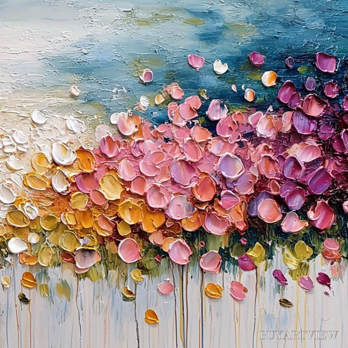 BUYARTVIEW Floral Confetti – Vibrant Textured Palette Knife Floral Landscape Painting - image 5