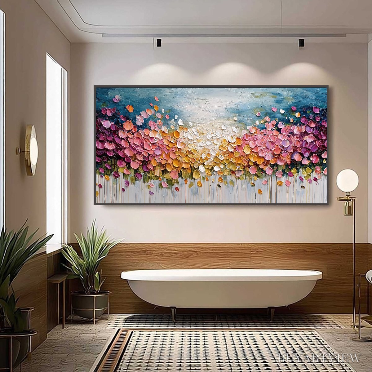 BUYARTVIEW Floral Confetti – Vibrant Textured Palette Knife Floral Landscape Painting - image 6