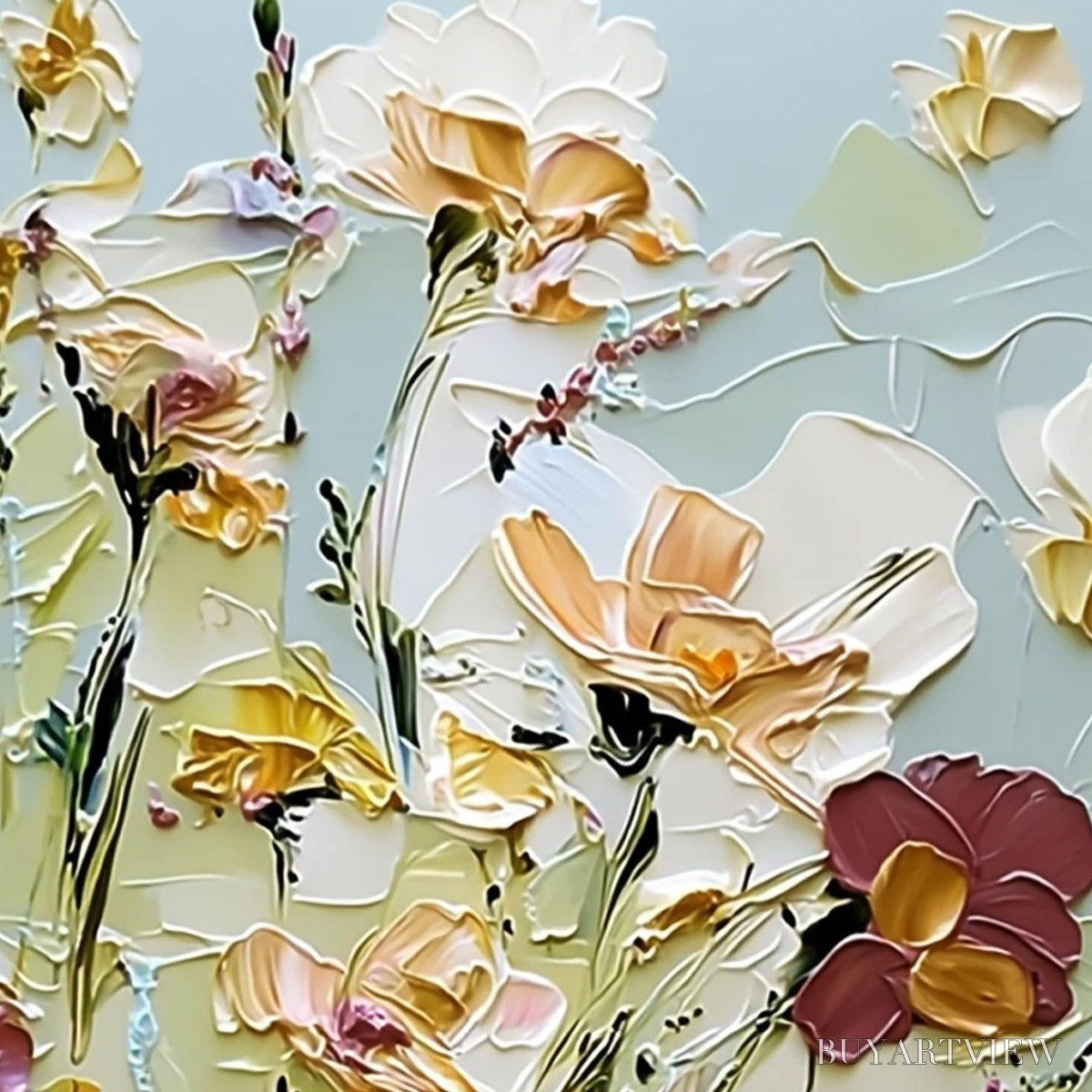 BUYARTVIEW Garden Serenade Impasto Floral Painting | Textured Oil - image 3