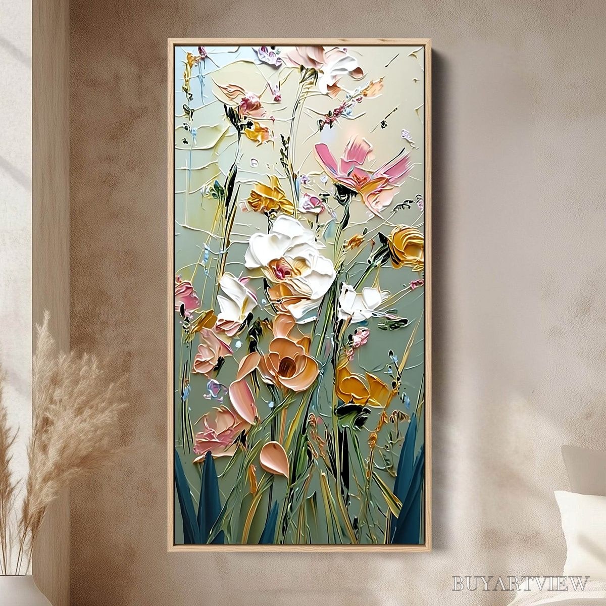 BUYARTVIEW Garden Whispers – Vertical Palette Knife Floral Impasto - image 2