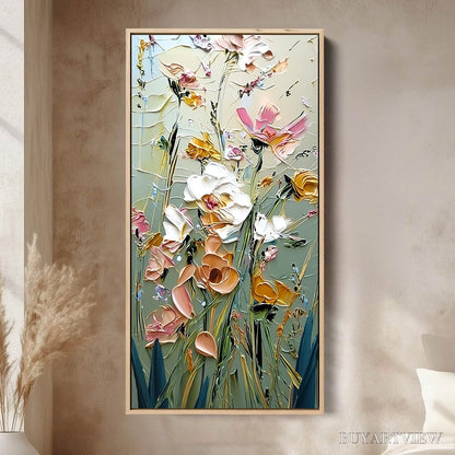 BUYARTVIEW Garden Whispers – Vertical Palette Knife Floral Impasto - image 2