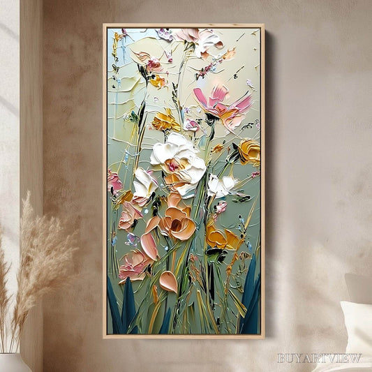 BUYARTVIEW Garden Whispers – Vertical Palette Knife Floral Impasto - image 2