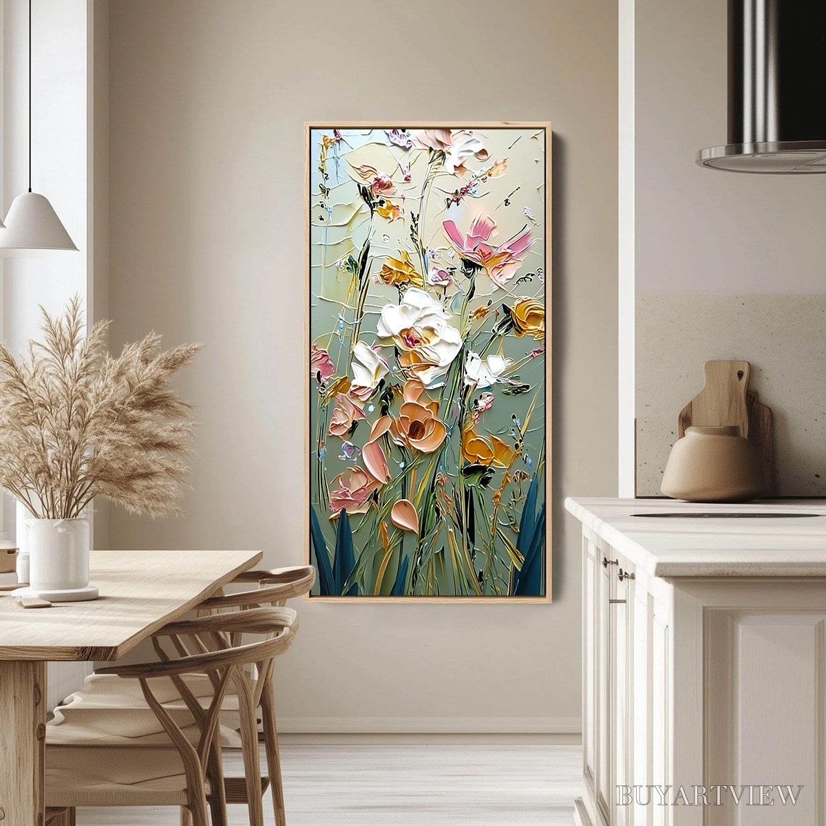BUYARTVIEW Garden Whispers – Vertical Palette Knife Floral Impasto - image 4