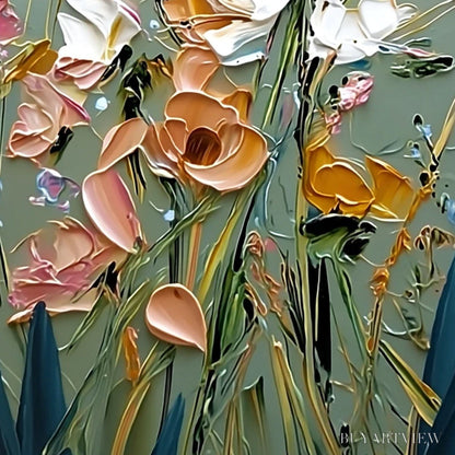 BUYARTVIEW Garden Whispers – Vertical Palette Knife Floral Impasto - image 5