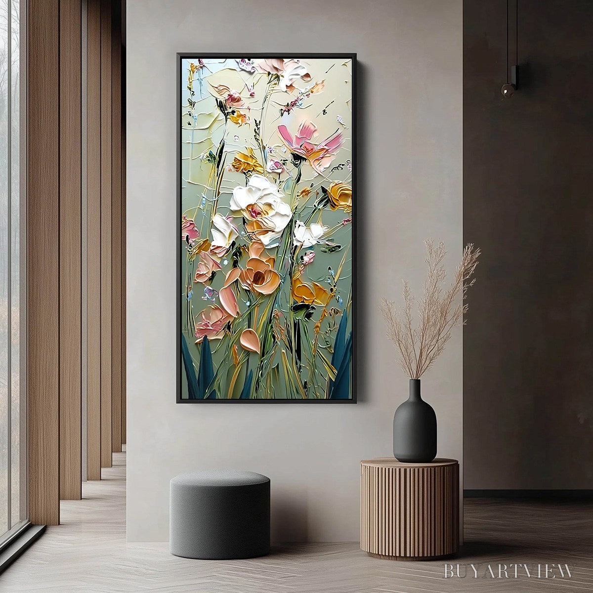 BUYARTVIEW Garden Whispers – Vertical Palette Knife Floral Impasto - image 6