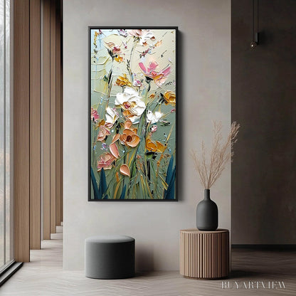 BUYARTVIEW Garden Whispers – Vertical Palette Knife Floral Impasto - image 6