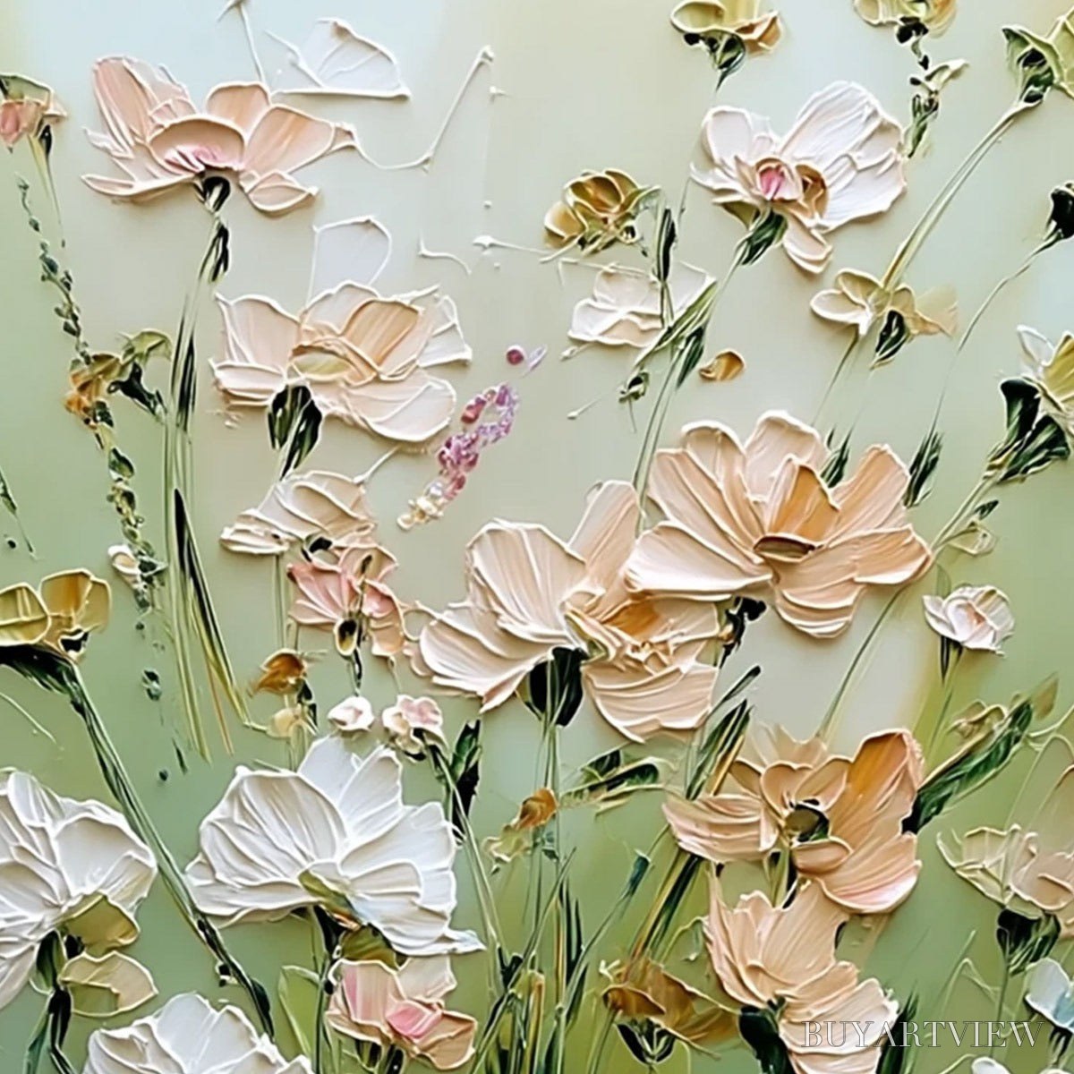BUYARTVIEW Spring'S Embrace – Vertical Impasto Wildflower Meadow Painting - image 3