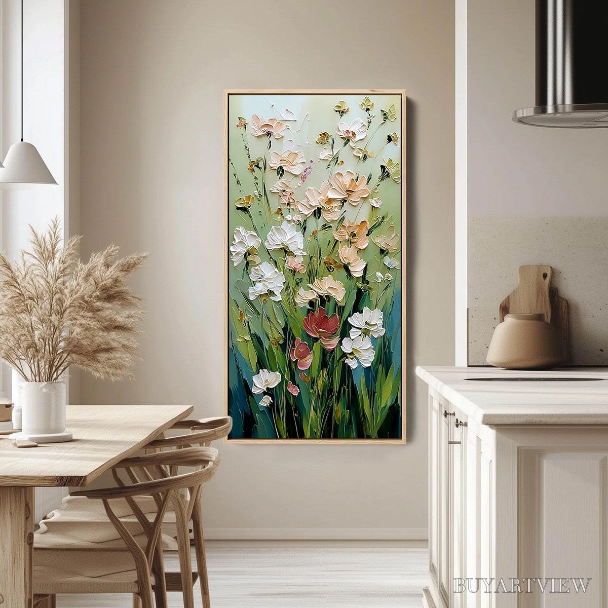 BUYARTVIEW Spring'S Embrace – Vertical Impasto Wildflower Meadow Painting - image 4