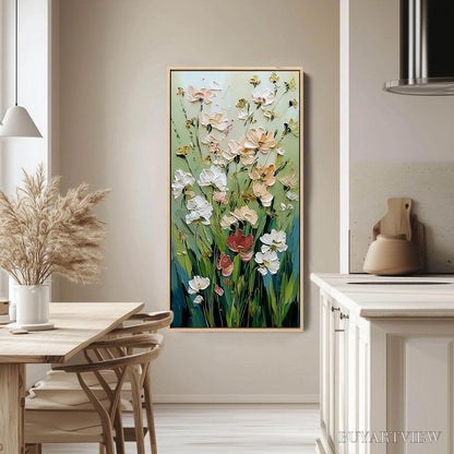 BUYARTVIEW Spring'S Embrace – Vertical Impasto Wildflower Meadow Painting - image 4