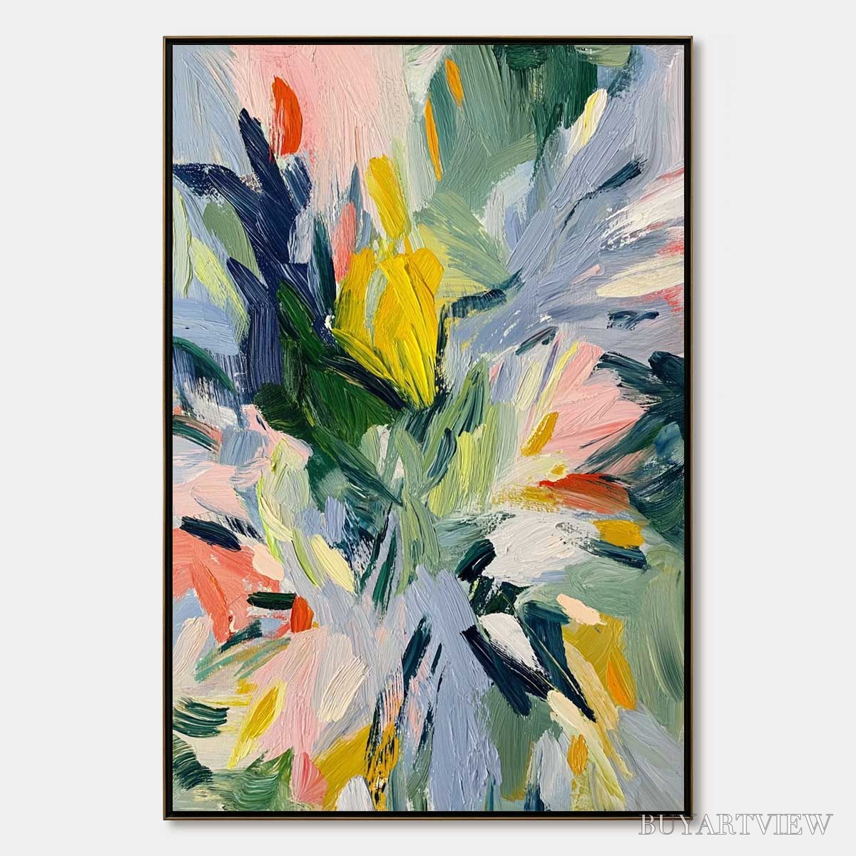 BUYARTVIEW Wildflower Symphony – Colorful Textured Abstract Floral Oil Painting - image 1
