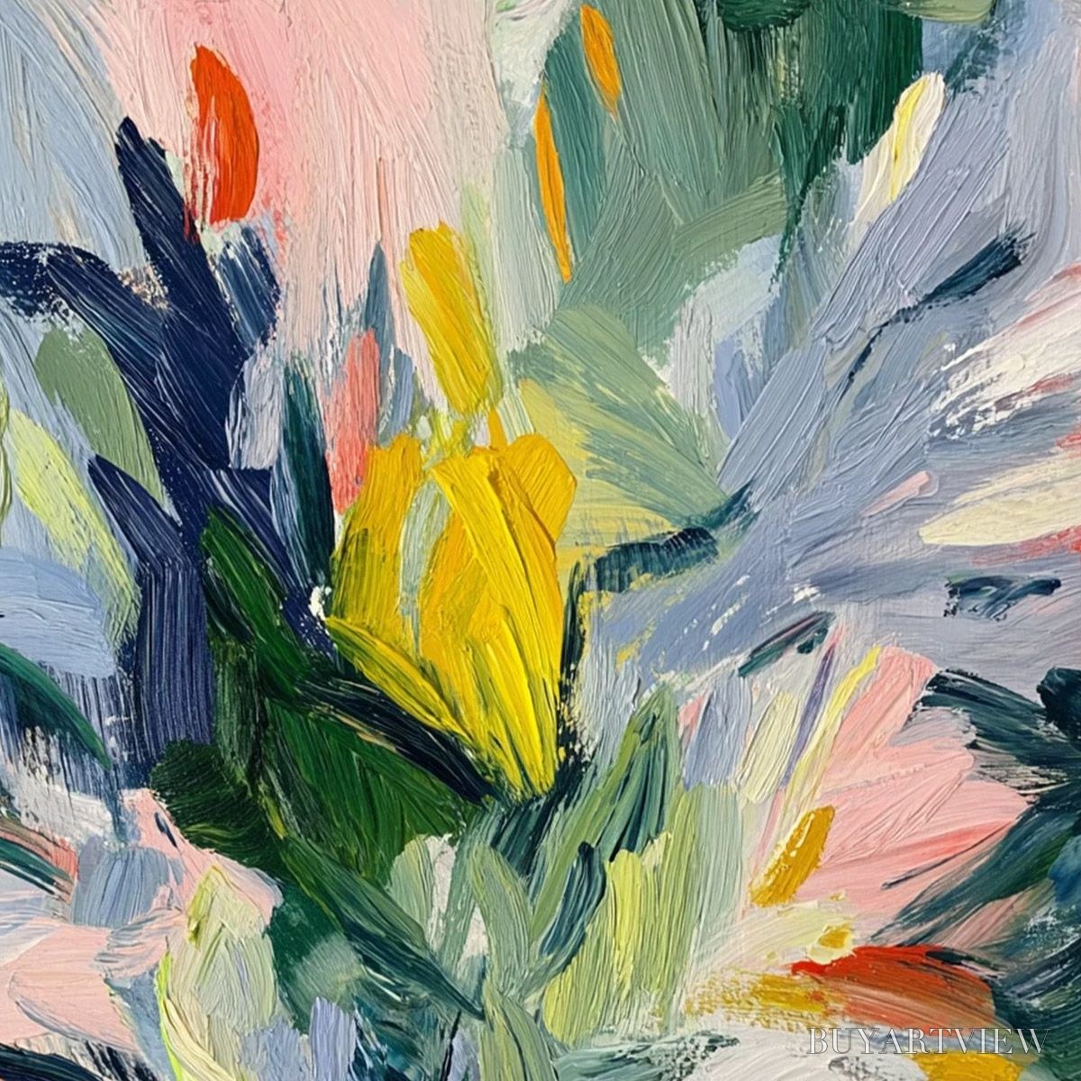 BUYARTVIEW Wildflower Symphony – Colorful Textured Abstract Floral Oil Painting - image 3