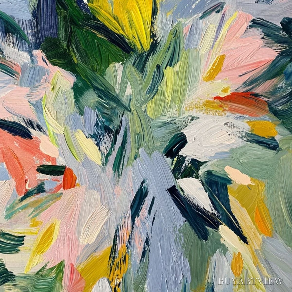 BUYARTVIEW Wildflower Symphony – Colorful Textured Abstract Floral Oil Painting - image 5