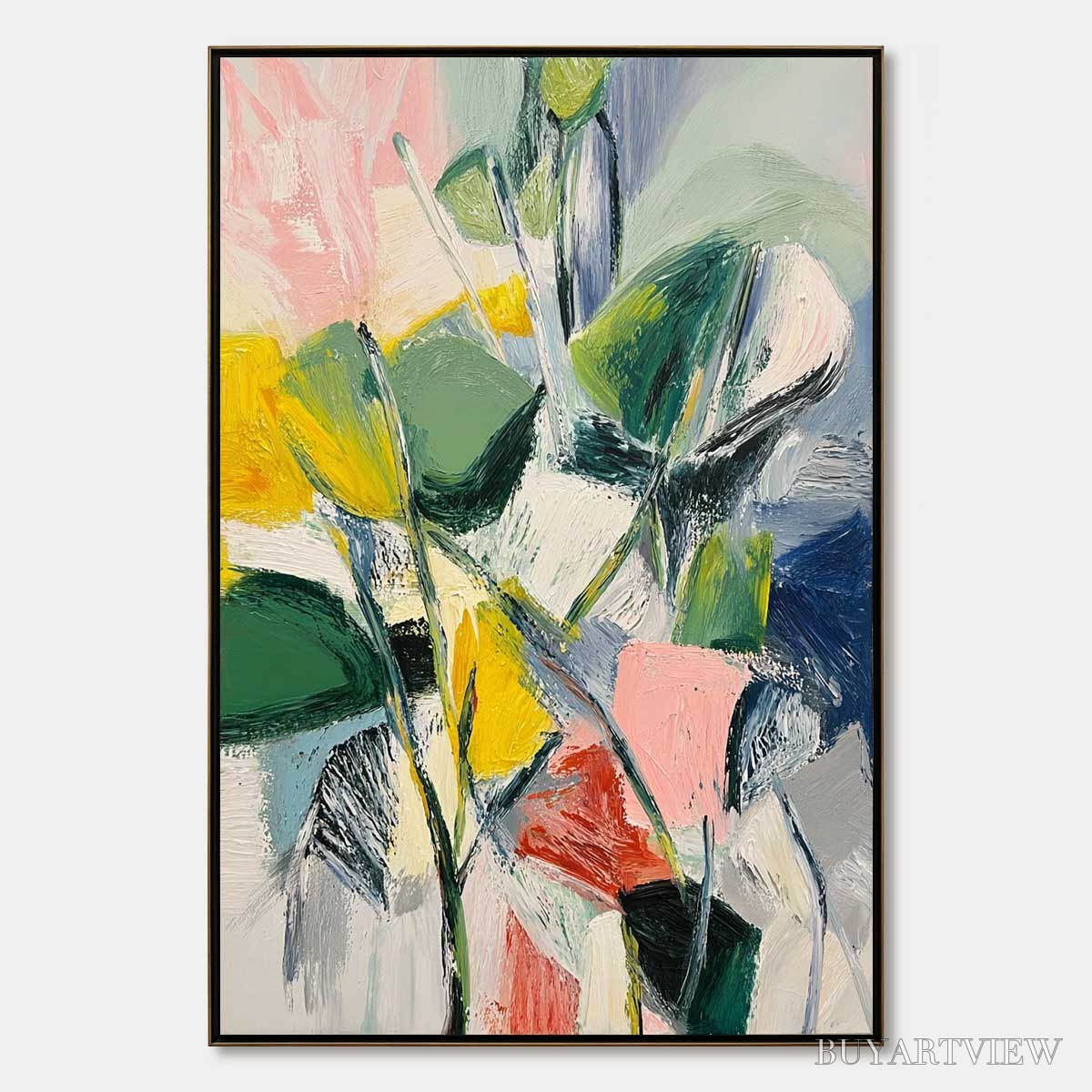BUYARTVIEW Botanical Burst – Colorful Abstract Botanical Textured Oil Painting - image 1