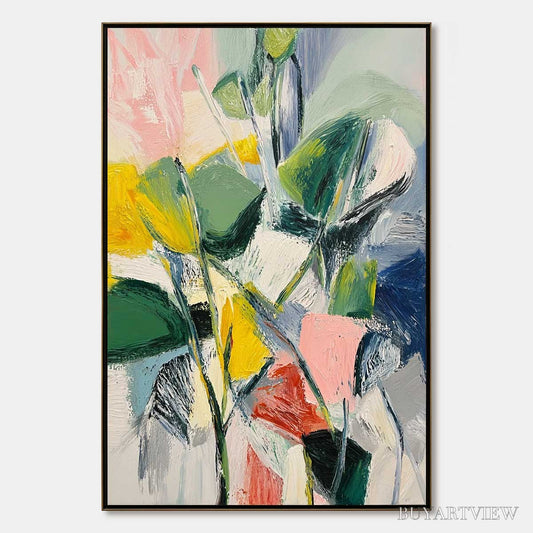 BUYARTVIEW Botanical Burst – Colorful Abstract Botanical Textured Oil Painting - image 1