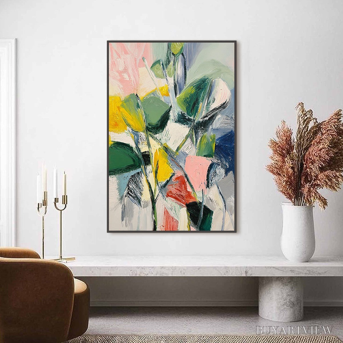 BUYARTVIEW Botanical Burst – Colorful Abstract Botanical Textured Oil Painting - image 2