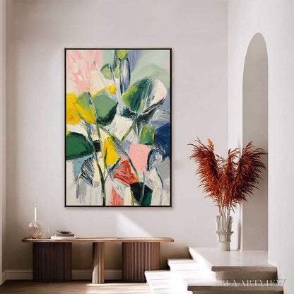 BUYARTVIEW Botanical Burst – Colorful Abstract Botanical Textured Oil Painting - image 4
