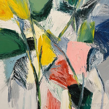 BUYARTVIEW Botanical Burst – Colorful Abstract Botanical Textured Oil Painting - image 5