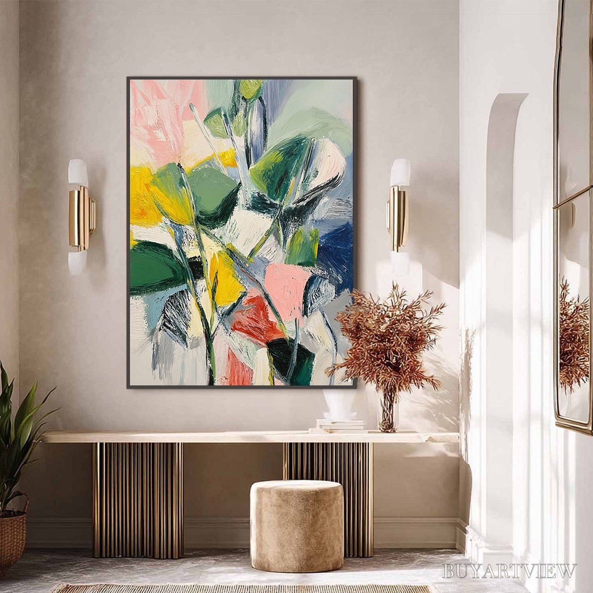 BUYARTVIEW Botanical Burst – Colorful Abstract Botanical Textured Oil Painting - image 6