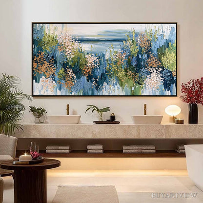 BUYARTVIEW Coastal Bloom – Textured Impasto Painting Floral Coastline - image 4