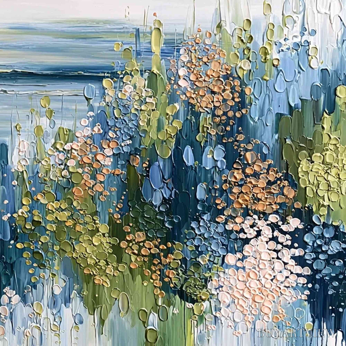 BUYARTVIEW Coastal Bloom – Textured Impasto Painting Floral Coastline - image 5