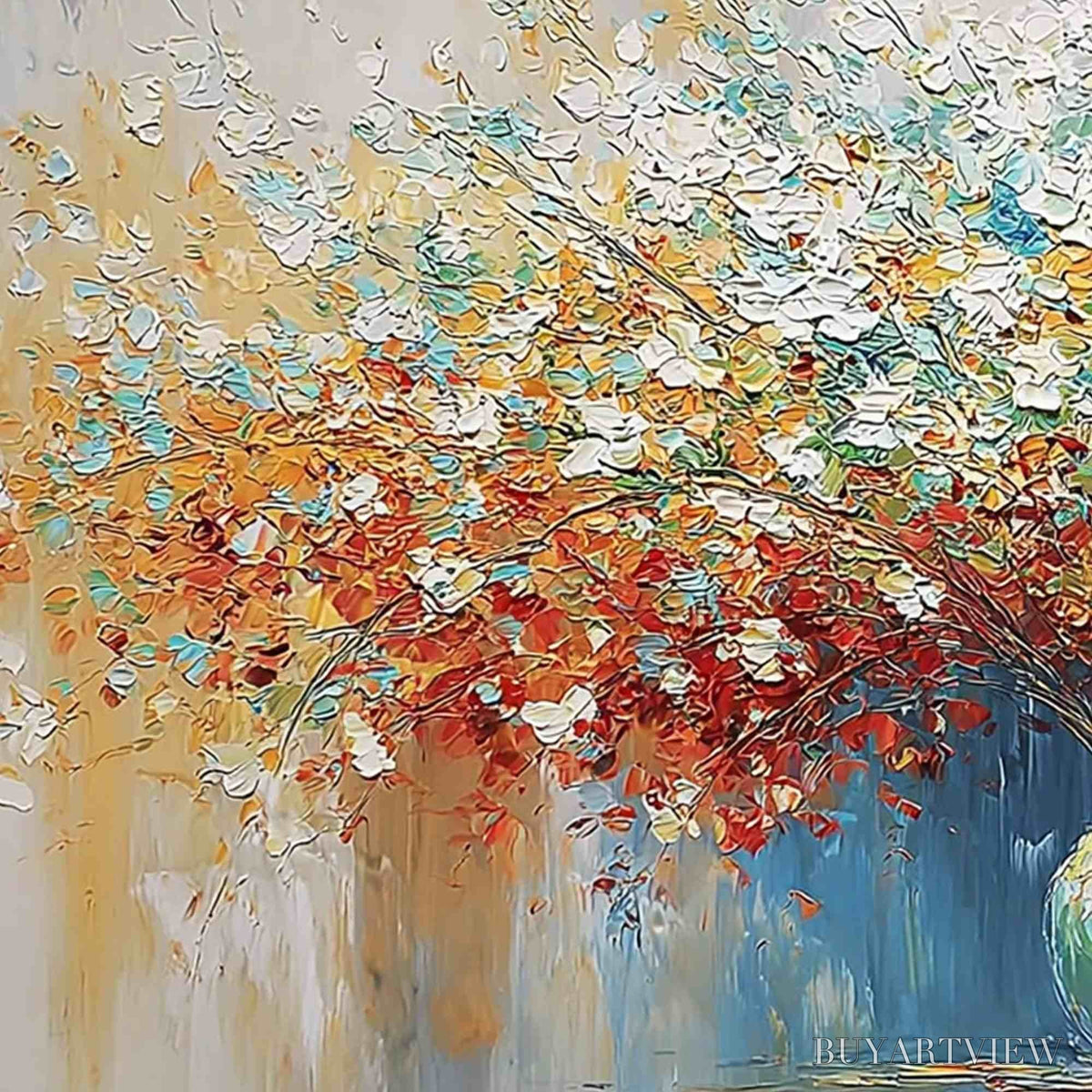 BUYARTVIEW Symphony in Bloom – Vibrant Textured Palette Knife Floral Painting - image 3