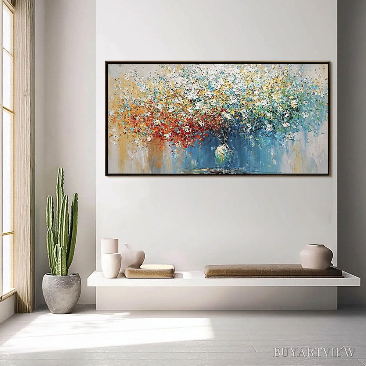 BUYARTVIEW Symphony in Bloom – Vibrant Textured Palette Knife Floral Painting - image 4
