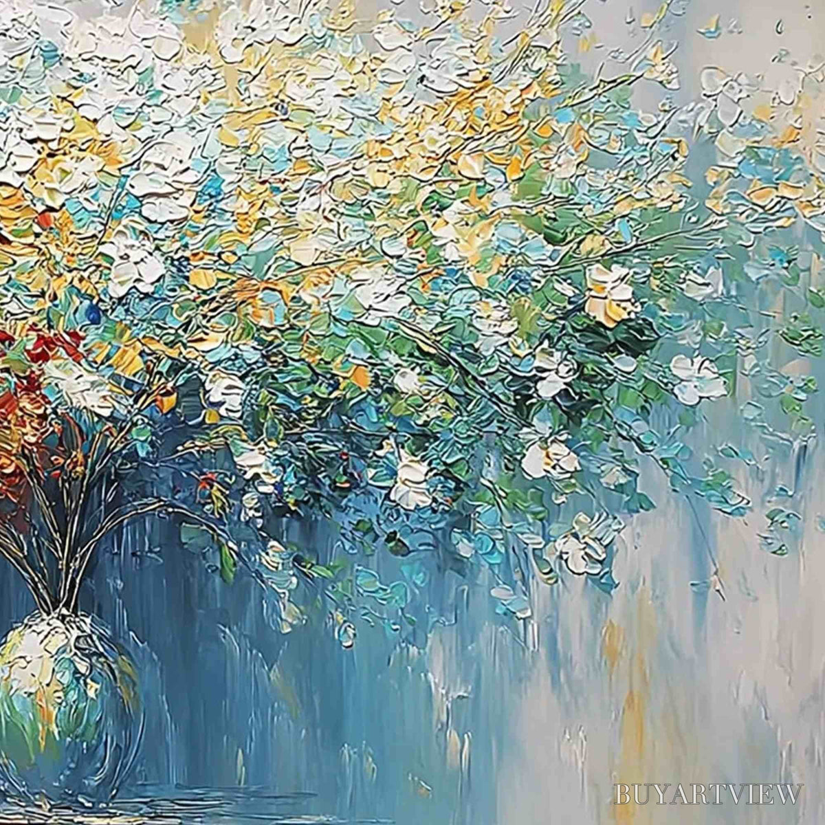 BUYARTVIEW Symphony in Bloom – Vibrant Textured Palette Knife Floral Painting - image 5