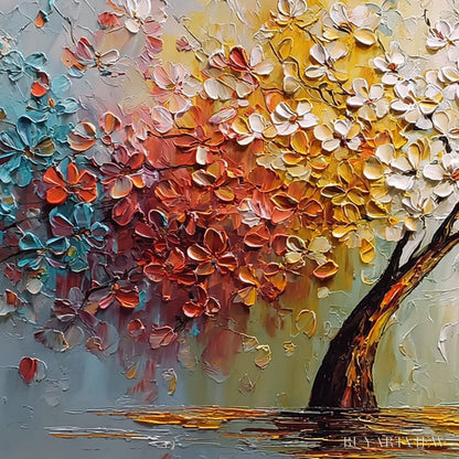 BUYARTVIEW Eternal Blossom – Colorful Textured Palette Knife Tree of Life Painting - image 3